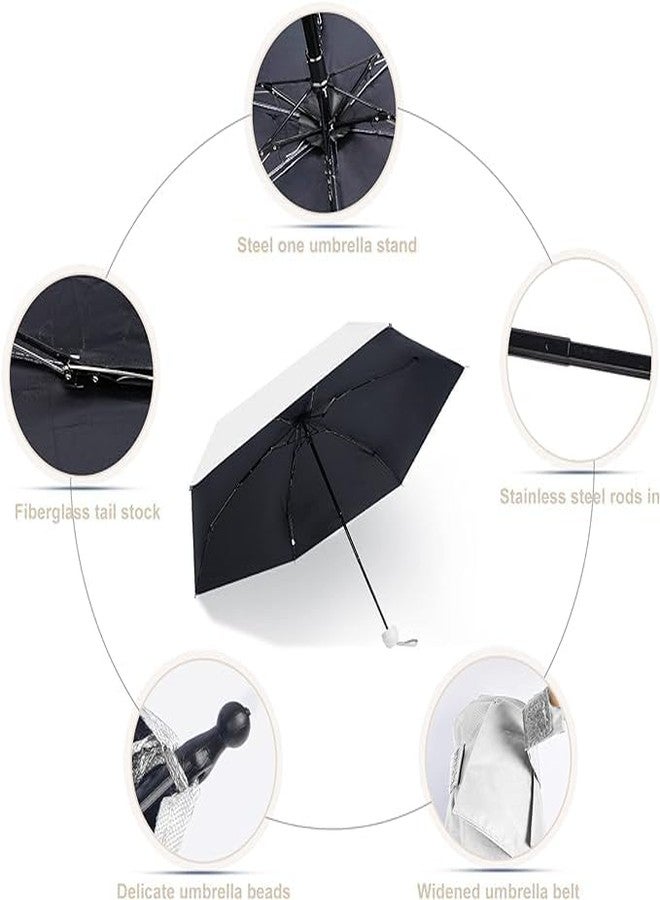 LANLOY Mini Umbrella With Case For Men & Women Manual Open Compact Travelling Umbrella, Polyester & Uv Protection Fabric For Summer/Anti-Slip Handle- Use in Rain&SUMMER Multicolor pcs1 (White) - Image 4